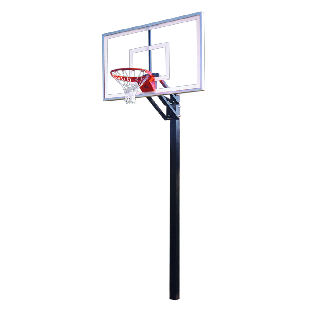 First Team Basketball System Champ Nitro with 36" x 60" Direct Bury Glass Backboard