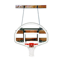 Load image into Gallery viewer, First Team Basketball System FoldaMount46 Advantage with 39&quot; x 54&quot; Wall Mount Side Folding Fan Shaped Glass Backboard