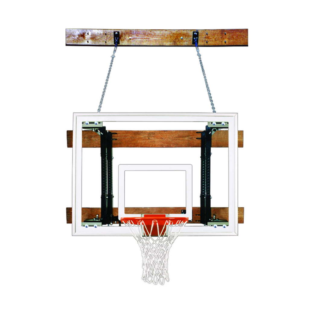 First Team Basketball System FoldaMount46 Maverick with 42" x 54" Wall Mount Side Folding Glass Backboard