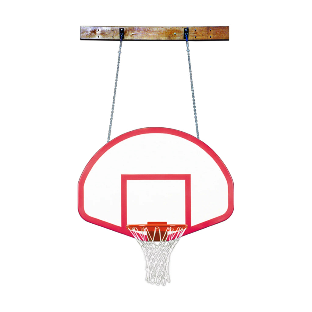 First Team Basketball System FoldaMount46 Rebound with 39" x 54" Side Folding Wall Mount Fan Shaped Fiberglass Backboard