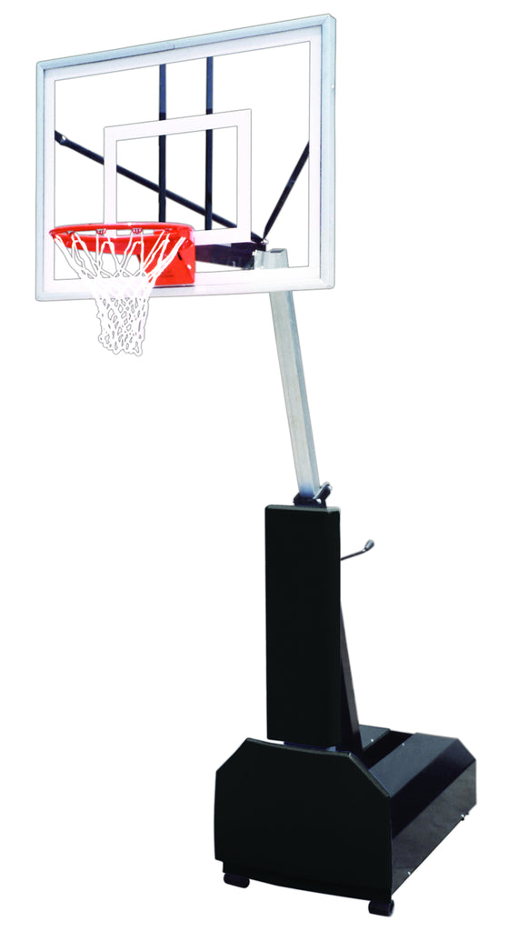 First Team Portable Basketball System Fury Turbo with 36" x 54" Tempered Glass Backboard