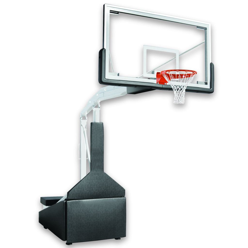 First Team Basketball System Hurricane Triumph-FL Portable with 42" x 72" Glass Board Floating Floor Tie Downs