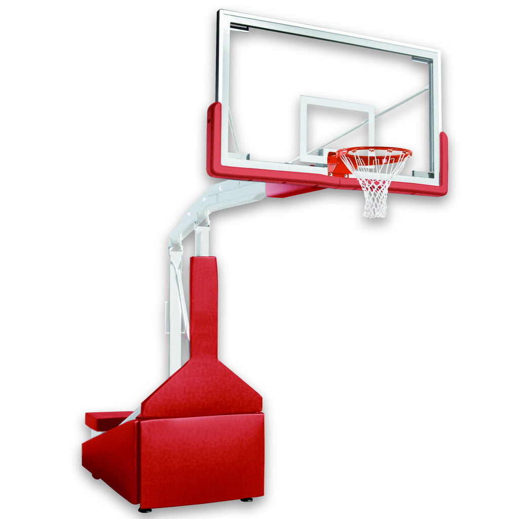 First Team Basketball System Hurricane Triumph-ST Portable with 42" x 72" Tempered Glass Backboard Standard Tie Downs