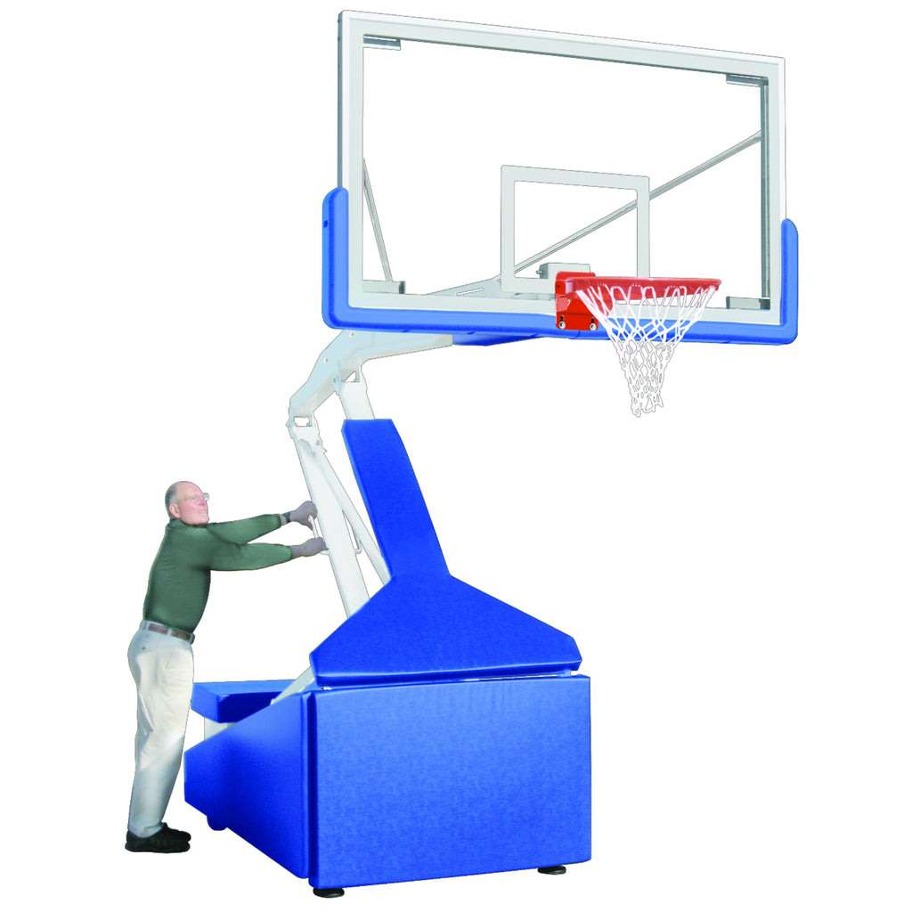 First Team Basketball System Hurricane Triumph Portable with 42" x 72" Tempered Glass Backboard