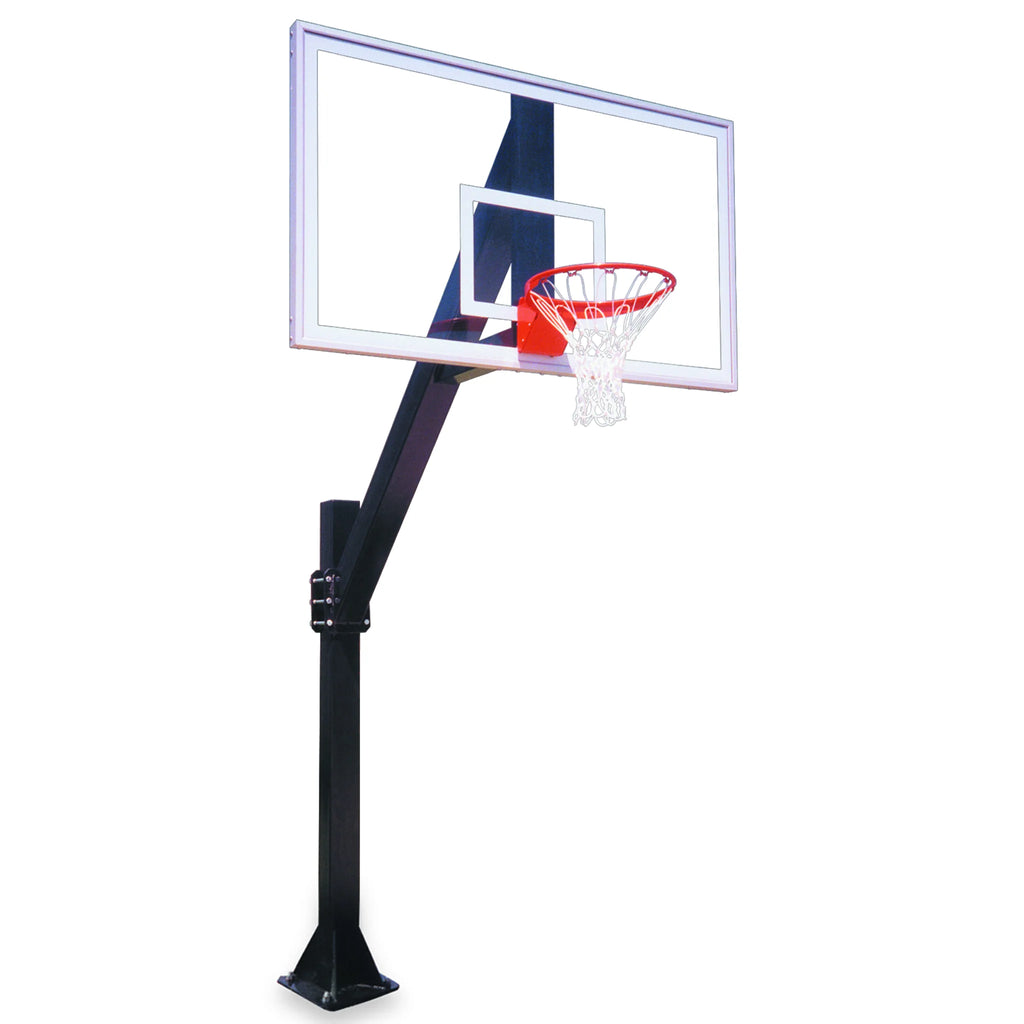 First Team Basketball System Legend Arena-BP Bolt Down with 42" x 72" Tempered Glass Backboard