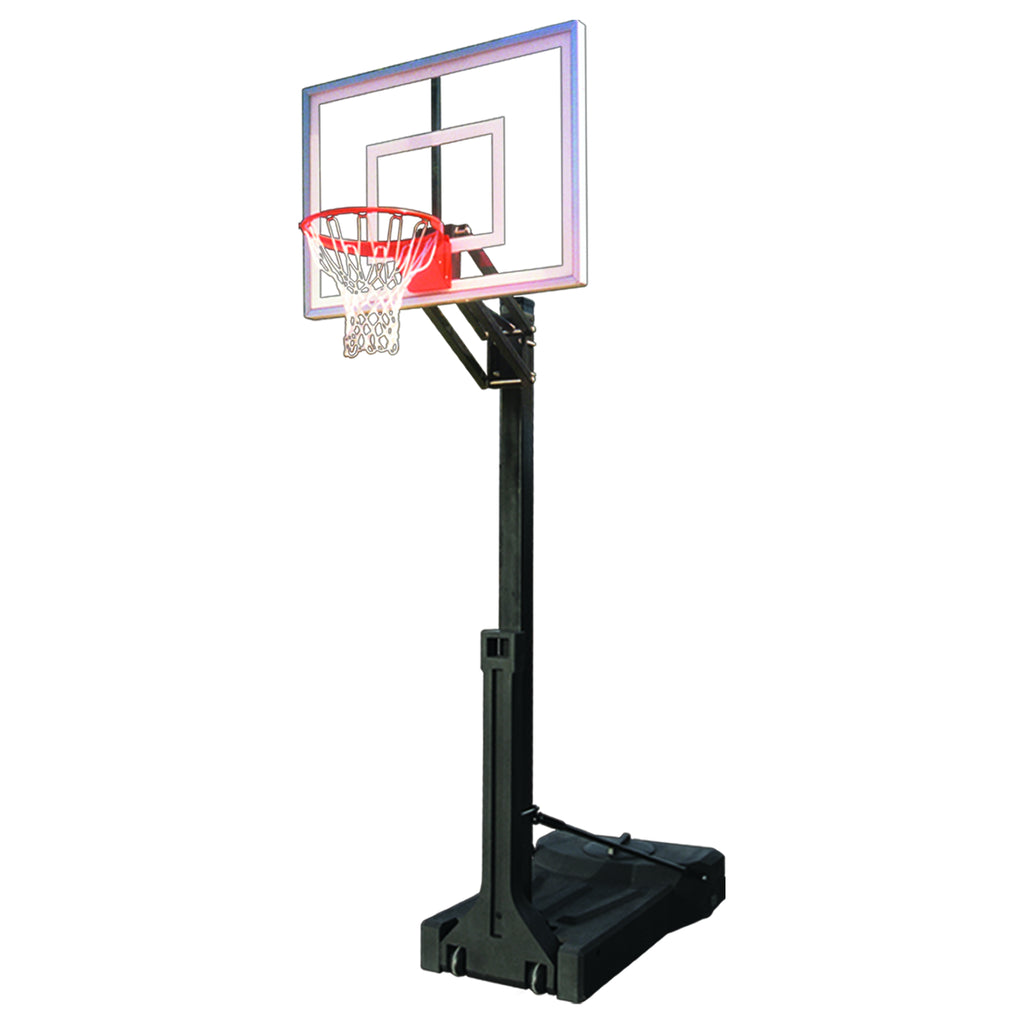 First Team Basketball System OmniChamp Turbo Portable with 36" x 54" Tempered Glass Backboard