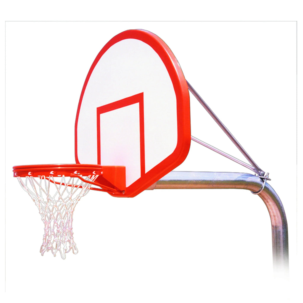 First Team Basketball System RuffNeck Flight Direct Bury with 39" x 54" Fan Shaped Fiberglass Backboard