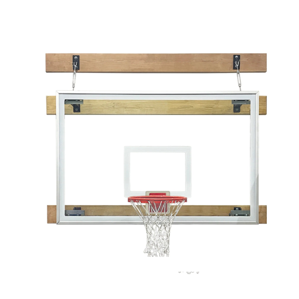 First Team Basketball System SuperMount01 Tradition with 48" x 72" Wall Mount Tempered Glass Backboard