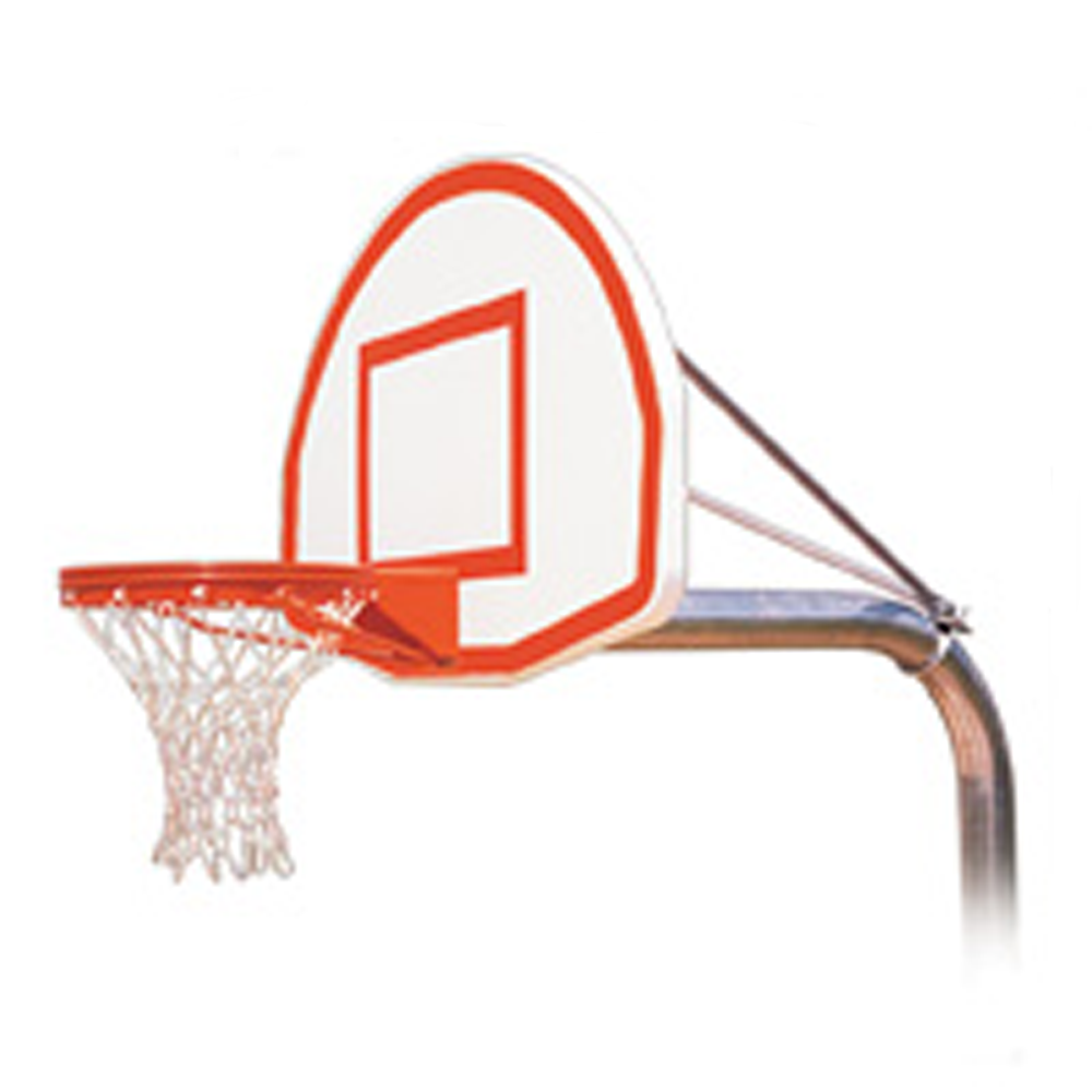 First Team Basketball System RuffNeck Max EXT Direct Bury 60” offset with 36" x 54" Fan Shaped Aluminum Board