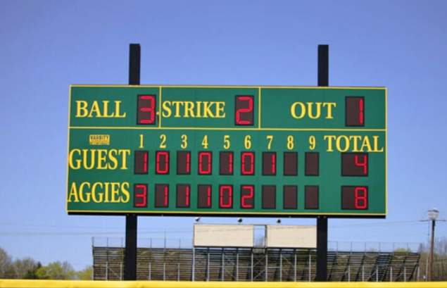 Varsity Scoreboard Baseball Softball 3320-22 20' X 8' Outdoor with Wireless Remote Control