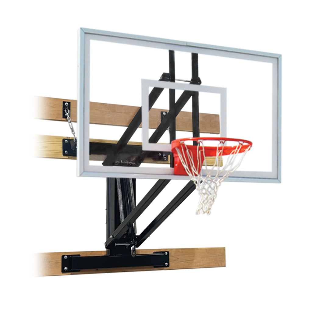 First Team Adjustable Wall Mount Basketball System VersiVector Nitro  with 36" x 60" Glass Backboard