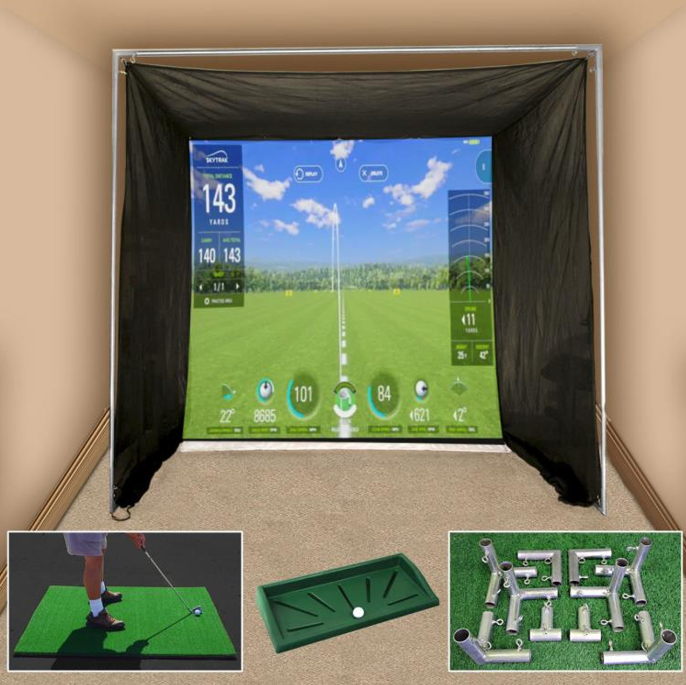 Cimarron Sports Tour Simulator GP3 Golf Net Bundle 5 x 10 x 10 with Impact Projection Screen 5’ Deep