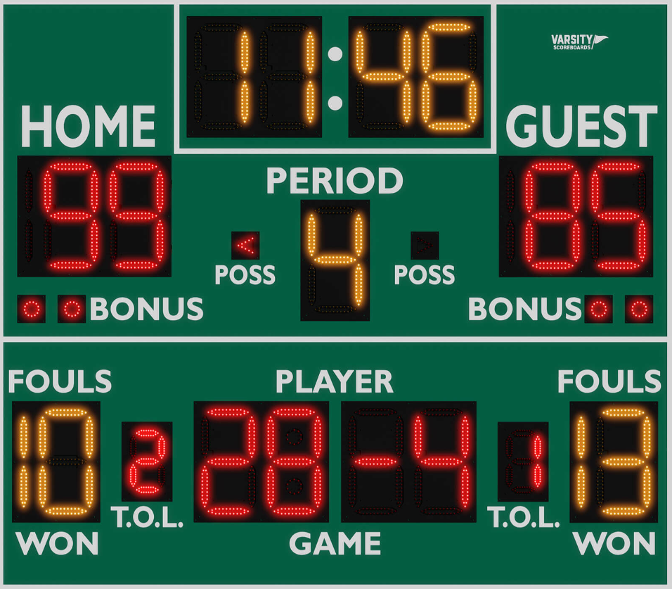 Varsity Scoreboard Basketball System 2240-22 Indoor 8' X 7'