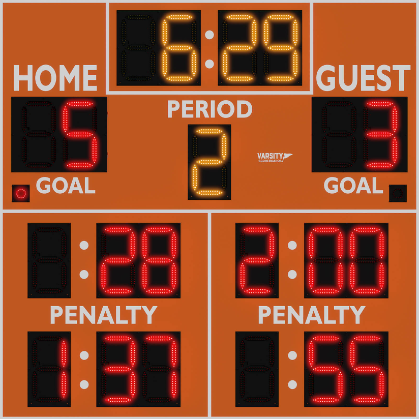 Varsity Scoreboard Hockey 1240-22 8' X 8' Indoor with 15” Led Digits