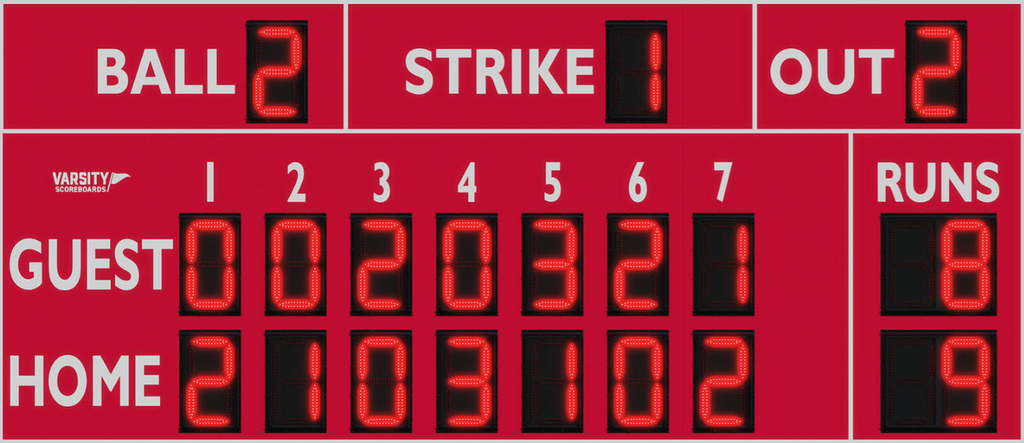 Varsity Scoreboard Baseball Softball 3316-22 15' X 6' 6" Outdoor with Wireless Remote Control